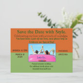 Unieke, informele Save the Date uitnodiging met fo (Staand voorkant)