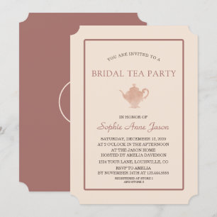Unieke Ivory Dark Peach Vrijgezellenfeest Tea Part Kaart