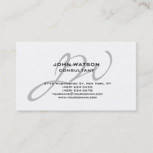 Unieke kalligrafie Grijs Monogram Witte Klassiek Visitekaartje