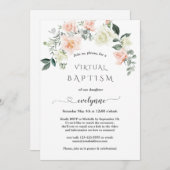 Unieke kalligrafie Roze Bloemen Virtuele Doop Kaart (Voorkant / Achterkant)