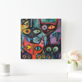 Unieke kat wandklok vierkante klok (Huis)