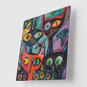 Unieke kat wandklok vierkante klok (Hoek)