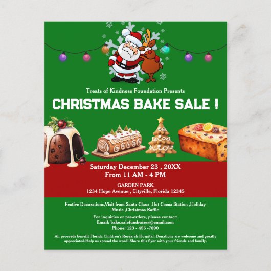 Unieke Kerst Bake Sale Fondsenwerving Flyer (Voorkant)