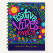 Unieke Kids Positieve Vibes Leuk Bloemmotief Blauw Notitieboek (Voorkant)