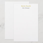 Unieke Klassieke Eenvoudige Gouden Kleurnaam Briefpapier (Voorkant / Achterkant)