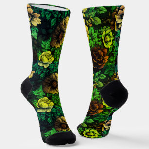 Unieke kleuren  bloemenprint sokken