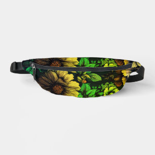 Unieke kleuren groene bloemenprint heuptasje