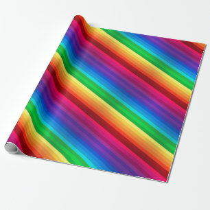 Unieke kleurige diagonale regenboog gestript cadeaupapier