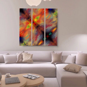 Unieke kleurrijke Abstracte marmeren vloeibaar muu Drieluik