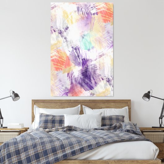 Unieke, kleurrijke Abstracte penseelkunst Canvas Afdruk (Insitu (Slaapkamer))