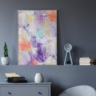Unieke, kleurrijke Abstracte penseelkunst Poster