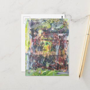Unieke kleurrijke groene vintage vrouwelijke mixed briefkaart
