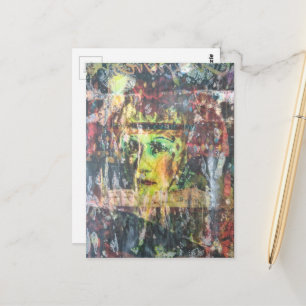 Unieke kleurrijke vintage gezicht grunge mixed med briefkaart