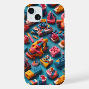 Unieke & Kleurrijke Vorm Erasers Patroon Ontwerp iPhone 15 Plus Case