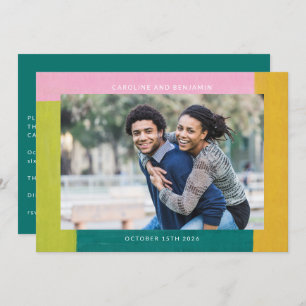 Unieke kleurrijke vormen Trendy Couple foto Weduws Kaart