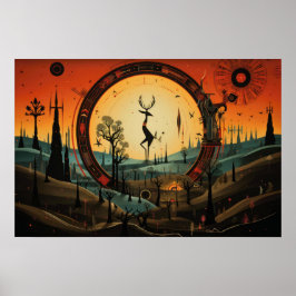 Unieke Kokopelli Abstract Poster