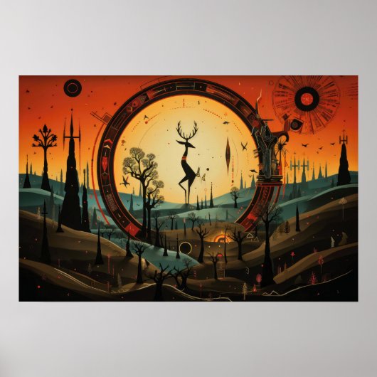 Unieke Kokopelli Abstract Poster (Voorkant)