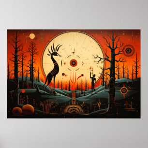 Unieke Kokopelli Abstract Poster