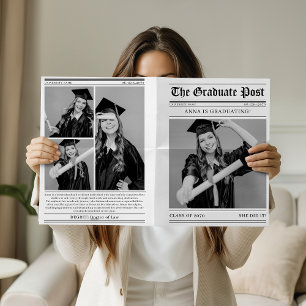 Unieke krant afstudeerfoto collage 4 foto's 2026 kaart