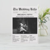 Unieke krant  foto bruiloft kaart (Staand voorkant)