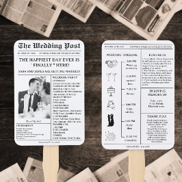 Unieke krant foto bruiloft programma tijdlijn handwaaier