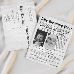 Unieke Krant Grappige Kinderen Save the Date Trouw Briefkaart