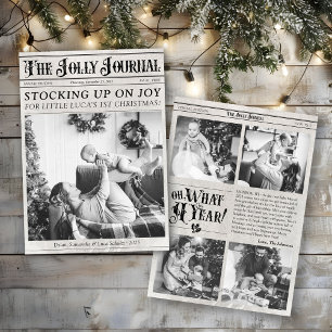 Unieke krantenfoto baby's 1e kerstmis vintage feestdagenkaart