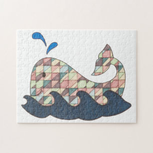 Unieke kunst Puzzle-Geometric Whale Legpuzzel