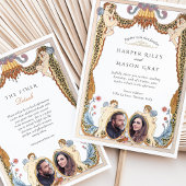 Unieke Leopard Print Cherub Fotobruiloft Kaart