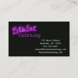 Unieke Let's Eat Neon Sign in Paars Visitekaartje
