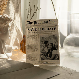 Unieke leuke foto krant bruiloft save the date
