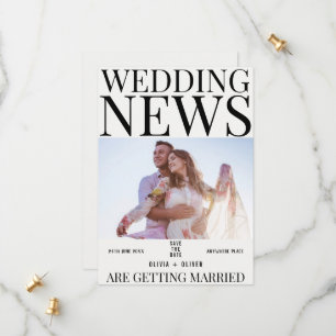 Unieke leuke fotokrant voor bruiloft save the date