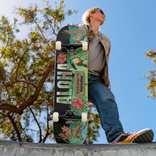 Unieke levendige Waterverf Aloha Tropical Paradise Skateboard