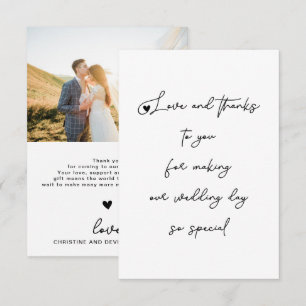Unieke Liefde en Dank Huwelijk Script Foto Bedankkaart