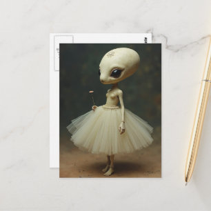 Unieke Lieve Alien in een Jurk Briefkaart