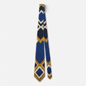 Unieke luxe goudblauwe print Stropdas (Voorkant)