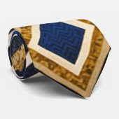 Unieke luxe goudblauwe print Stropdas (Opgerold)