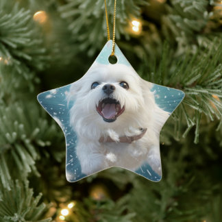 Unieke Maltese kerst, cadeau voor Hondenliefhebber Keramisch Ornament