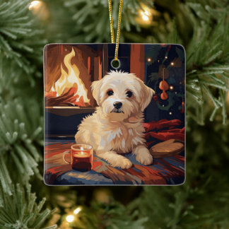 Unieke Maltese kerst, cadeau voor Hondenliefhebber Keramisch Ornament