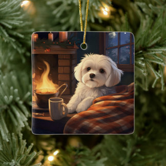 Unieke Maltese kerst, cadeau voor Hondenliefhebber Keramisch Ornament