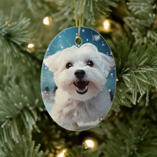 Unieke Maltese kerst, cadeau voor Hondenliefhebber Keramisch Ornament