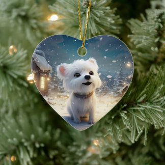 Unieke Maltese kerst, cadeau voor Hondenliefhebber Keramisch Ornament