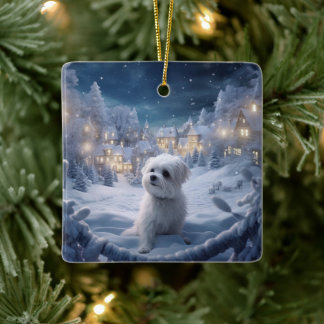 Unieke Maltese kerst, cadeau voor Hondenliefhebber Keramisch Ornament
