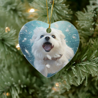 Unieke Maltese kerst, cadeau voor Hondenliefhebber Keramisch Ornament