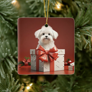 Unieke Maltese kerst, cadeau voor Hondenliefhebber Keramisch Ornament