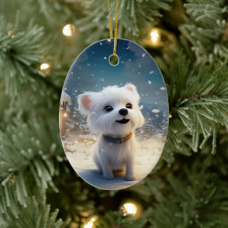 Unieke Maltese kerst, cadeau voor Hondenliefhebber Keramisch Ornament