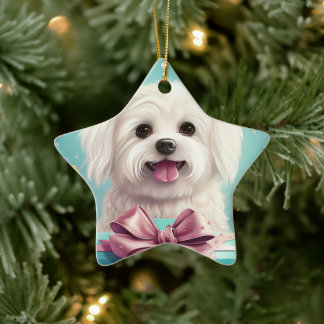 Unieke Maltese kerst, cadeau voor Hondenliefhebber Keramisch Ornament