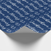 Unieke marineblauwe klassieke handgeschreven effen cadeaupapier (Hoek)