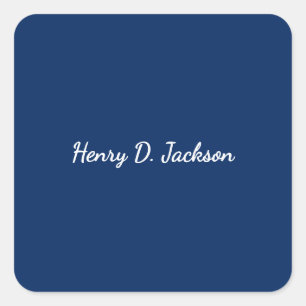Unieke marineblauwe klassieke handgeschreven effen vierkante sticker
