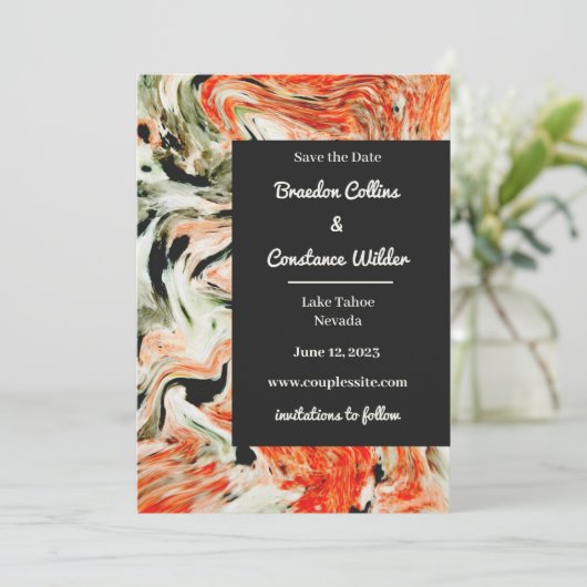 Unieke marmer Weddenschap bespaart de datum Save The Date (Staand voorkant)